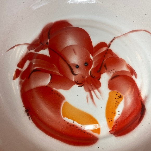 Vintage Red and Orange Lobster Enamelware Metal Bowl by Bon Voyage - Picture 5 of 9